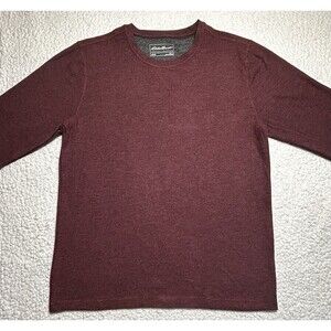 Eddie Bauer Shirt Mens L Burgundy Waffle Knit Thermal Long Sleeve Tee Casual